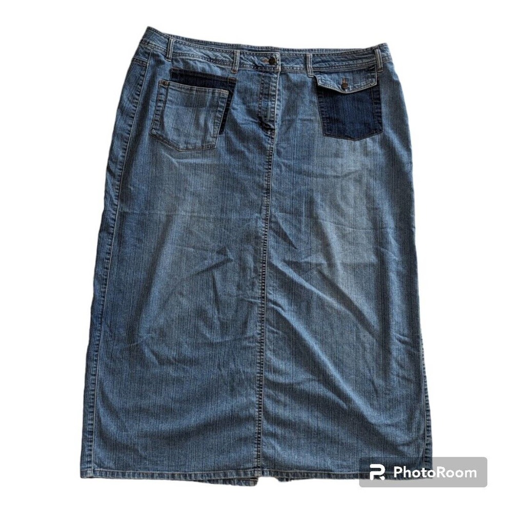 Vezucci Y2K Denim Maxi Skirt Size 20 Contrast Pockets